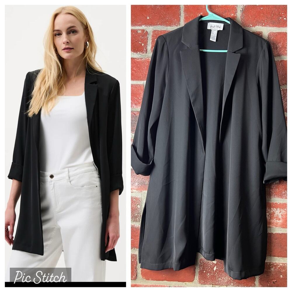 Joseph Ribkoff Classic Blazer Black Long Line Open Jacket Size 8 NWOT